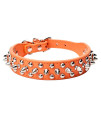 Aolove Mushrooms Spiked Rivet Studded Adjustable Microfiber Leather Pet collars for cats Puppy Dogs (82-106 Neck, Orange)