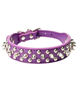 Aolove Mushrooms Spiked Rivet Studded Adjustable Microfiber Leather Pet collars for cats Puppy Dogs (106-13 Neck, Purple)