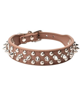 Aolove Mushrooms Spiked Rivet Studded Adjustable Microfiber Leather Pet collars for cats Puppy Dogs (82-106 Neck, coffee)