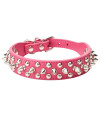 Aolove Mushrooms Spiked Rivet Studded Adjustable Microfiber Leather Pet collars for cats Puppy Dogs (106-13 Neck, Rose Red)