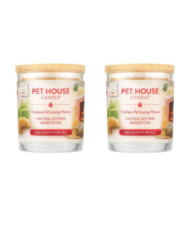 One Fur All, Pet House Candle - 100% Soy Wax Candle - Pet Odor Eliminator for Home - Non-Toxic and Eco-Friendly Air Freshening Scented Candles (Pack of 2, Holidays Fur All)