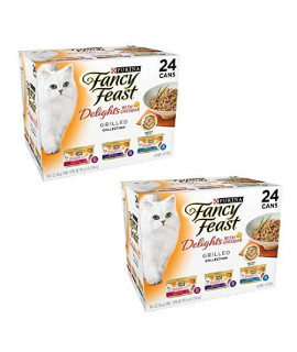 Purina Fancy Feast Gravy Lovers Wet Cat Food - (24) 3 oz. Cans (3 Flavor Grilled Delights with Cheddar, 3 oz (Pack of 48))