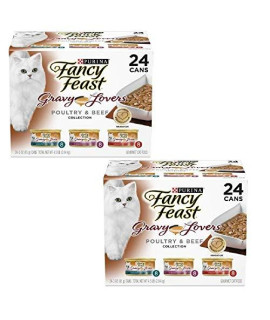 Purina Fancy Feast Delights with Cheddar Grilled Feast in Gravy Wet Cat Food - (24) 3 oz. Cans (3 Flavor Gravy Lovers Pack, 3 oz (Pack of 48))