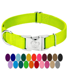 Country Brook Design - Vibrant 25+ Color Selection - Premium Nylon Dog Collar with Metal Buckle (Small, 3/4 Inch Wide, Hot Yellow)