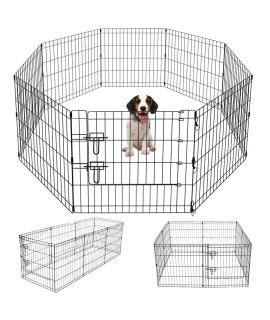 Pet Playpen Puppy Playpen Kennels Dog Fence Exercise Pen Gate Fence Foldable Dog Crate 8 Panels 24 Inch Kennels Pen Playpen Options Ideal for Pet Animals Outdoor Indoor Artmeer(24 Inch)