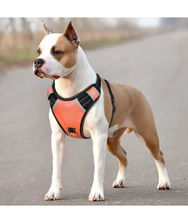 Big Dog Harness No Pull Adjustable Pet Reflective Oxford Soft Vest for Large Dogs Easy control Harness (M, Orange)
