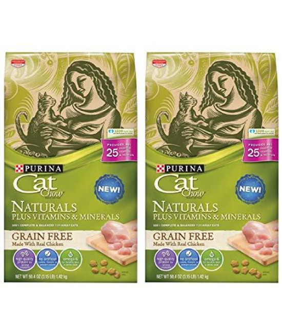 2 Bags of Purina Cat Chow Naturals Grain Free Dry Cat Food, 3.15 lb ea