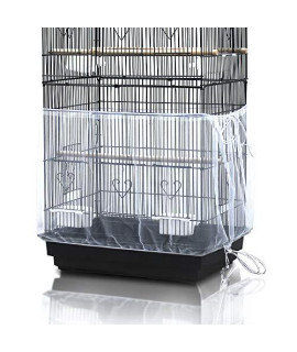Asocea Bird Cage Seed Cather,Universal Adjustable Birdcage Cover Skirt Nylon Mesh Netting Parrot Parakeet Macaw African Round Square Cages Cover
