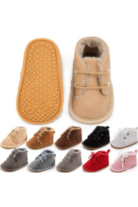 Meckior Baby Booties Newborn Infant Unisex Baby girls Boys Velvet Rubber Anit-Slip Sole Shoes Toddler Fleece cozy Winter Warm Prewalker Boots