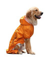 EVELOVE Large Dog Rain Jacket Poncho Waterproof Clothes with Hood Dog Raincoat with Safe Reflective Stripes for Small Medium Large Pet (M, Orange)