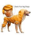 EVELOVE Large Dog Rain Jacket Poncho Waterproof Clothes with Hood Dog Raincoat with Safe Reflective Stripes for Small Medium Large Pet (M, Orange)