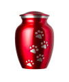 Best Friend Services Pet Urn - Ottillie Paws Legacy Memorial Pet Cremation Urns for Dogs and Cats Ashes Hand Carved Brass Memory Keepsake Urn (Medium, Ruby Red, Vertical Pewter Paws)