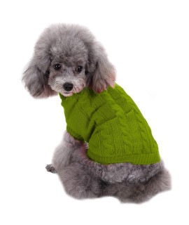 Small Dog Sweaters Knitted Pet Cat Sweater Warm Dog Sweatshirt Dog Winter Clothes Kitten Puppy Sweater (Large,Light Green)