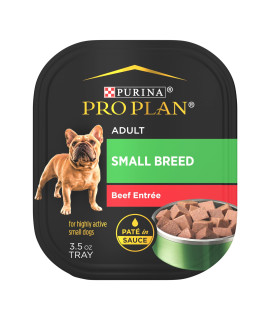 Purina Pro Plan Wet Dog Food for Small Dogs, Adult Small Breed Beef Entree High Protein Dog Food - (12) 3.5 oz. Trays
