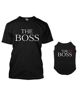 The Bossthe Real Boss Matching Dog Shirt & Owner T-Shirt (Black Large Mensx-Large Dog)