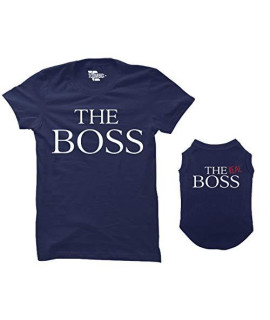 The Bossthe Real Boss Matching Dog Shirt & Womens T-Shirt (Navy Small Womensmedium Dog)