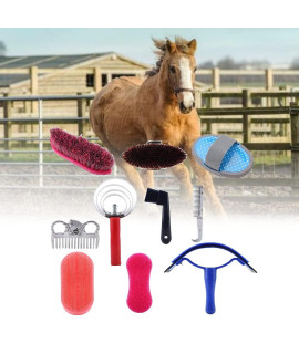 Equine Horse Grooming Kit, Horse Brush Set,10 Piece Equine Care Series Set Horse Cleaning Tool Brush Comb Grips Set questrain Brush Curry Comb Horse Cleaning Tool Set