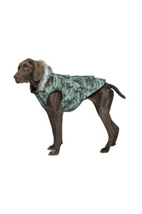Canada Pooch Dog Winter Vest with Water-Resistant Insulation Down Jacket for Warmth Comfortable Winter Dog Coat with Fleece Lining Easy On Velcro Closure - Green Camo/Size 20+