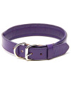 Logical Leather Padded Dog collar - Best Full grain Heavy Duty genuine Leather collar - Purple - Large