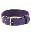 Logical Leather Padded Dog collar - Best Full grain Heavy Duty genuine Leather collar - Purple - Extra Small