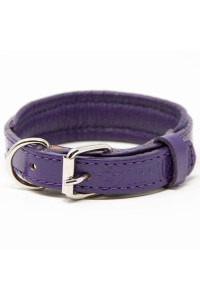 Logical Leather Padded Dog collar - Best Full grain Heavy Duty genuine Leather collar - Purple - Extra Small