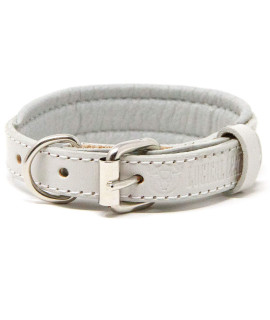 Logical Leather Padded Dog collar - Best Full grain Heavy Duty genuine Leather collar - grey - Extra Small