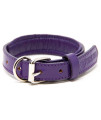 Logical Leather Padded Dog collar - Best Full grain Heavy Duty genuine Leather collar - Purple - Small