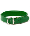 Logical Leather Padded Dog collar - Best Full grain Heavy Duty genuine Leather collar - green - Large