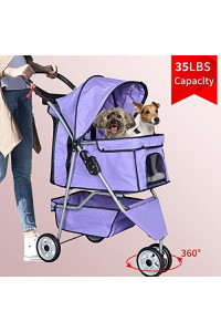 3 Wheels Pet Stroller Large/Small Dog Stroller for Dog, Cat Stroller Pet Jogging Stroller Pet Jogger Stroller Dog/Cat Cage Travel Lite Foldable Carrier Strolling Cart