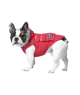 Canada Pooch Dog Winter Vest with Water-Resistant Insulation Down Jacket for Warmth Comfortable Winter Dog Coat with Fleece Lining Easy On Velcro Closure for Small Medium Large Dogs - Red/Size 18