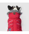 Canada Pooch Dog Winter Vest with Water-Resistant Insulation Down Jacket for Warmth Comfortable Winter Dog Coat with Fleece Lining Easy On Velcro Closure for Small Medium Large Dogs - Red/Size 18