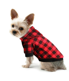 Plaid Dog Hoodie Sweatshirt Sweater for Small Dogs cat Puppy clothes coat Warm and Soft(S)