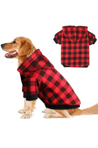 Plaid Dog Hoodie Sweatshirt Sweater for Large Dogs cat Puppy clothes coat Warm and Soft(L)