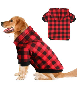 Plaid Dog Hoodie Sweatshirt Sweater for Large Dogs cat Puppy clothes coat Warm and Soft(L)