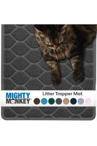 Mighty Monkey Durable Easy Clean Cat Litter Box Mat, Great Scatter Control Mats, Keep Floors Clean, Soft on Sensitive Kitty Paws, Cats Accessories, Large Size, Slip Resistant, 24x17, Graphite