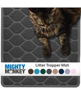 Mighty Monkey Durable Easy Clean Cat Litter Box Mat, Great Scatter Control Mats, Keep Floors Clean, Soft on Sensitive Kitty Paws, Cats Accessories, Large Size, Slip Resistant, 24x17, Graphite