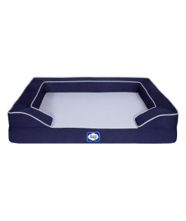 Sealy Lux Pet Dog Bed | Quad Layer Technology with Memory Foam, Orthopedic Foam, and Cooling Energy Gel. Machine Washable Cover. Small, Navy