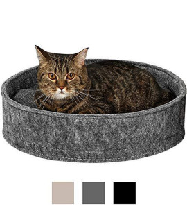 BronzeDog Cat Bed with Washable Removable Cushion Round Soft Mat Indoor Pet Beds for Cats Puppy Small Dogs Black Gray Beige (M, Grey)