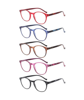 Norperwis 5 Pairs Reading Glasses - Standard Fit Spring Hinge Readers Glasses For Men And Women (Black Purple Red Blue Brown, 175)