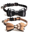 Kudes 2 Packset Cat Collar Breakaway With Cute Bow Tie And Bell For Kitty And Some Puppies, Adjustable From 78-105 Inch