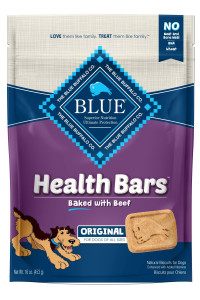 Blue Buffalo Health Bars Natural crunchy Dog Treats Biscuits Beef 16-oz Bag