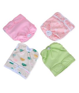 Teamoy Washable Female Dog Diapers (Pack Of 4), Reuable Doggie Diapers Wraps For Female Dogs, M