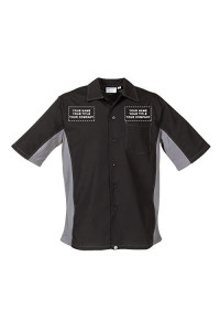 Chef Works Custom Embroidered Mens Universal Contrast Shirt, Blk Gry Mesh, XL