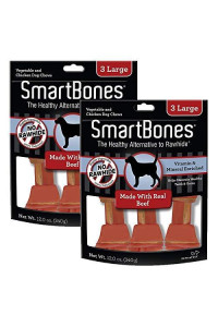 SmartBones Beef Flavor Rawhide-Free Dog Bones and Chews FamilyValue 4Packs Large3pieces