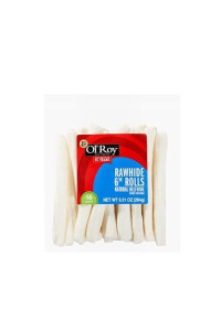 Ol' Roy Rawhide 6" Rolls, Natural Beefhide Chews, 16 Count (Pack of 3)