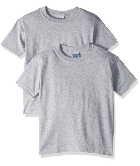 gildan Youth Ultra cotton T-Shirt, Style g2000B, 2-Pack, Sport grey, Large