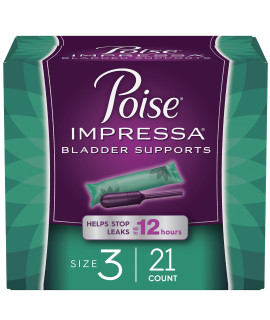 Poise Impressa Incontinence Bladder Supports for Bladder control, Size 3, 21 count (Packaging May Vary)