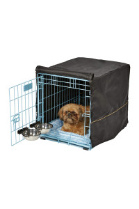 iCrate Dog Crate Starter Kit | 24-Inch Dog Crate Kit Ideal for Small Dog Breeds (weighing 13 - 25 Pounds) || Includes Dog Crate, Pet Bed, 2 Dog Bowls & Dog Crate Cover (Blue)