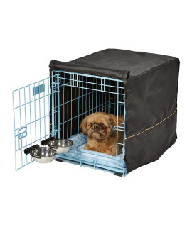 iCrate Dog Crate Starter Kit | 24-Inch Dog Crate Kit Ideal for Small Dog Breeds (weighing 13 - 25 Pounds) || Includes Dog Crate, Pet Bed, 2 Dog Bowls & Dog Crate Cover (Blue)