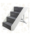 Arf Pets Wood Dog Stairs, 4 Levels Height Adjustment Wide Pet Steps, Foldable, White